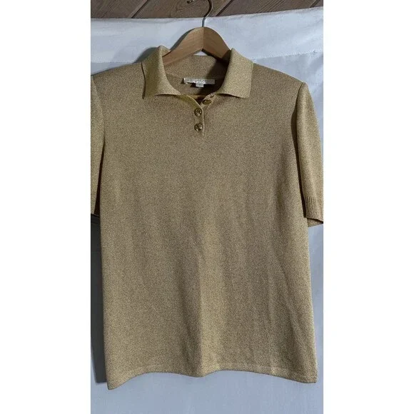 St John Basics Gold Collared Shirt Size M